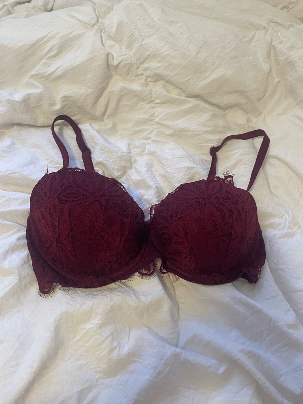 Victorias Secret PINK burgundy date push up bra size 34D
